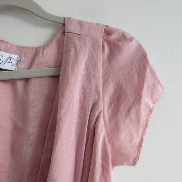 REVOLVE RESA Lindsay Maxi Wrap Dress in Paris Pink Sand Satin - Size S NWT - Picture 3 of 14